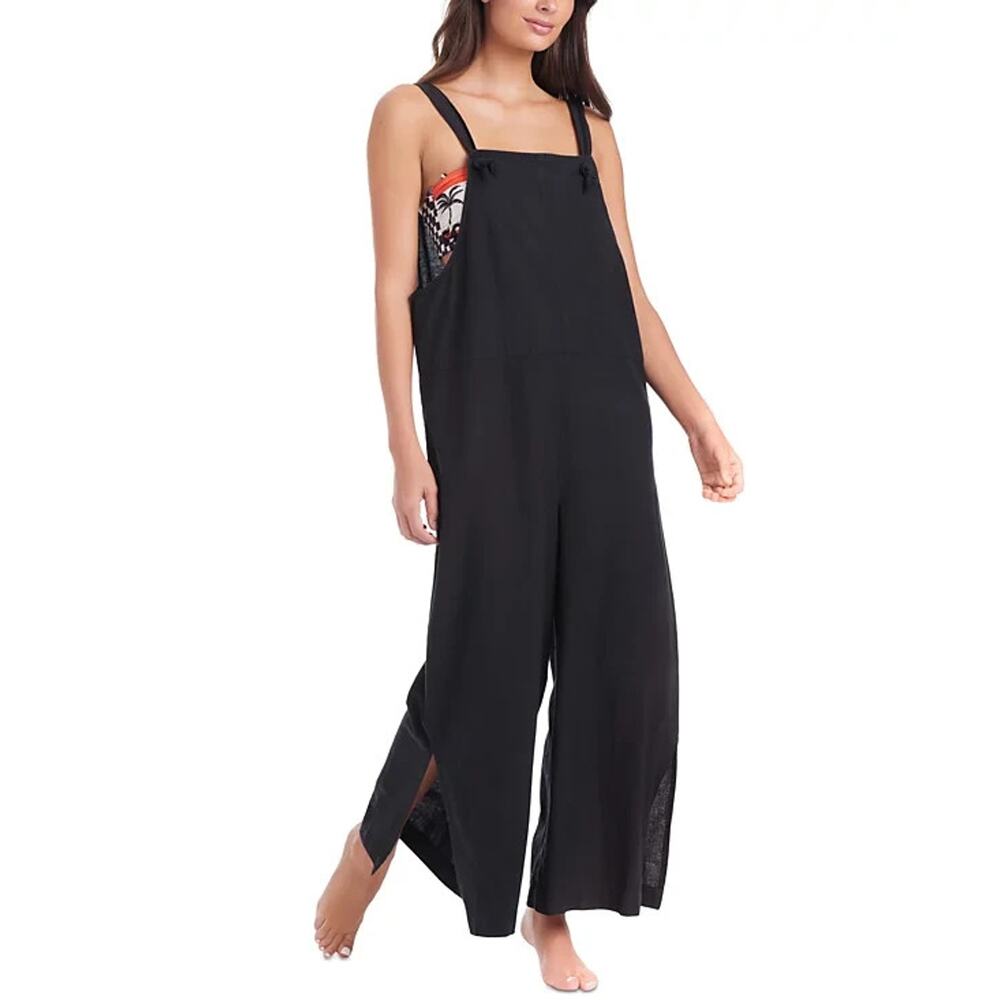 Sanctuary Women's Coastal Covers Cover-Up Overalls, Black, Size S 0979
